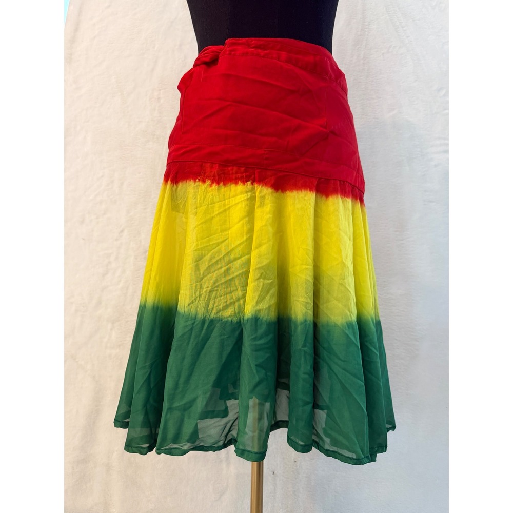Belma Rasta Wrap Skirt Womens Free Size Red Yellow Green Tie Dye Festival NWT